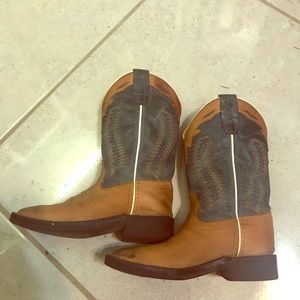 Boys Tan and Teal Boots
